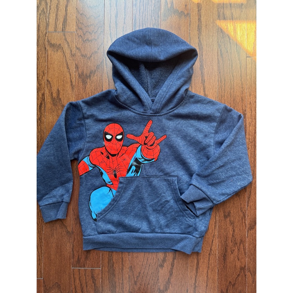 Marvel Spider-Man Boys Navy Blue Heather Pullover Hoodie Size 5 IM946CP